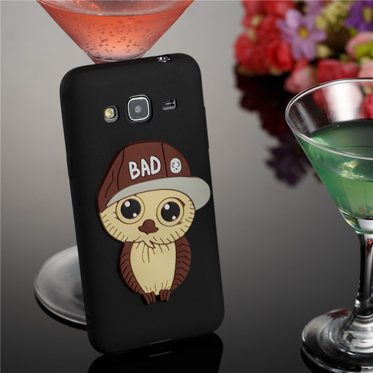 Cute 3D Male Owl TPU Soft Phone Case for Samsung Galaxy J3 (2016) / J3 - Black-3