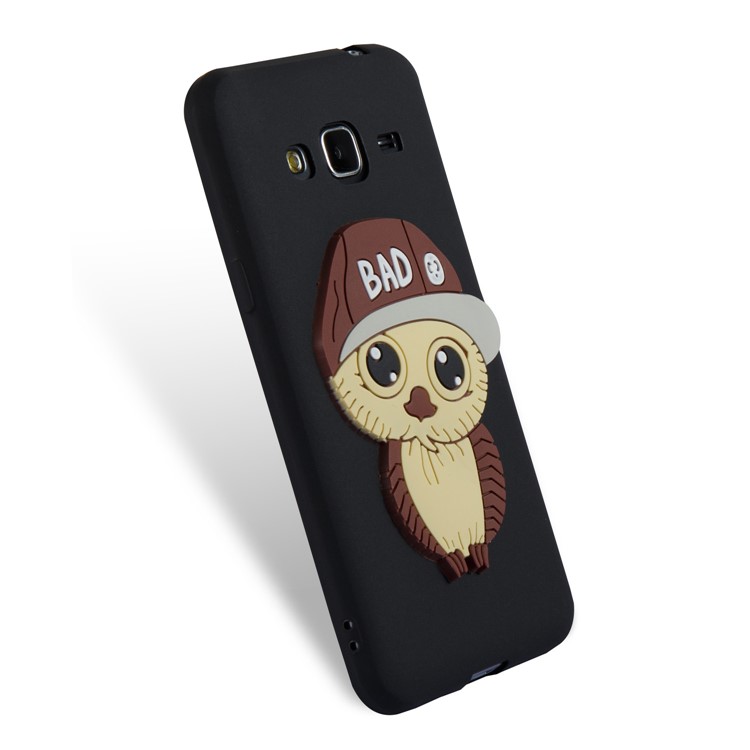Cute 3D Male Owl TPU Soft Phone Case for Samsung Galaxy J3 (2016) / J3 - Black-5