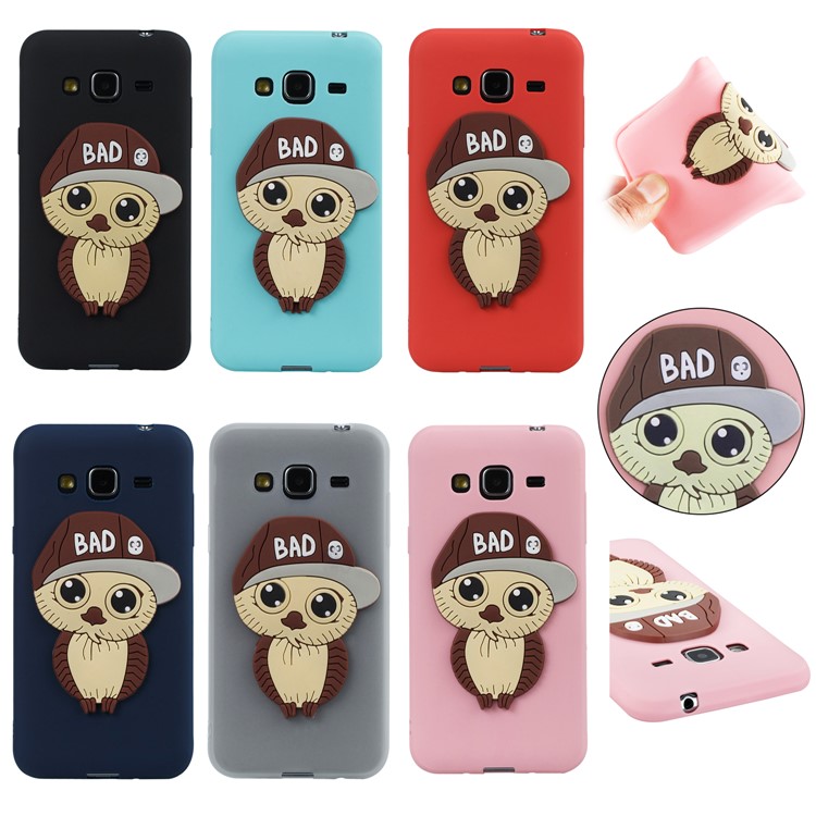 Cute 3D Male Owl TPU Soft Phone Case for Samsung Galaxy J3 (2016) / J3 - Black-7