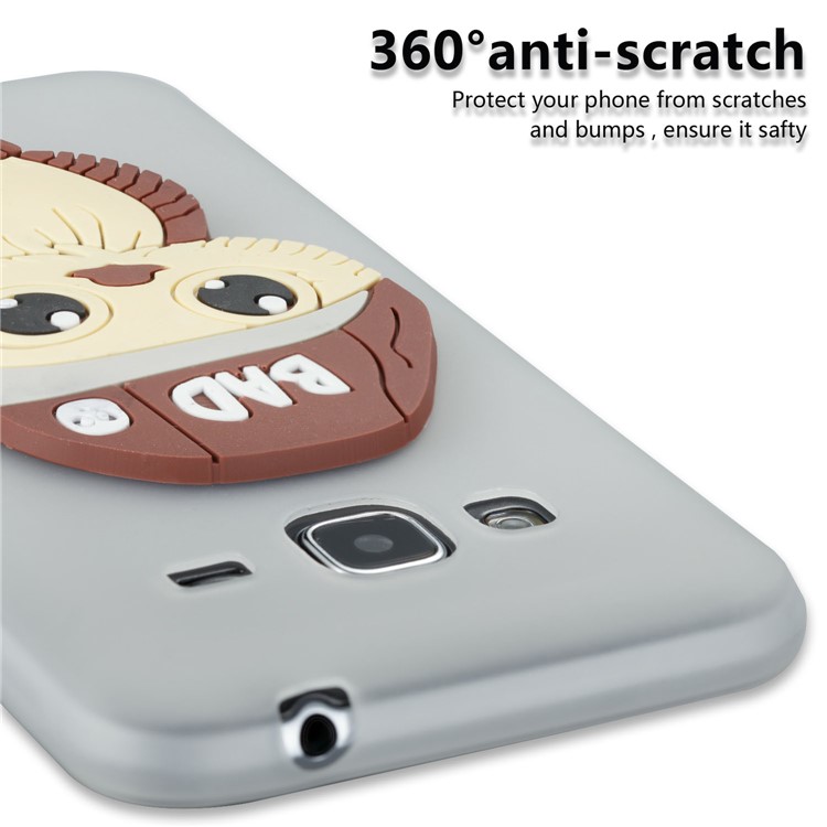 For Samsung Galaxy J3 (2016) / J3 Cute 3D Male Owl TPU Soft Phone Cover Accessory - Grey-6