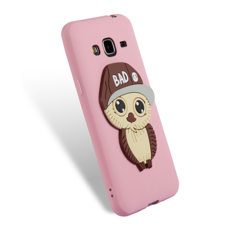 Cute 3D Male Owl TPU Soft Phone Casing for Samsung Galaxy J3 (2016) / J3 - Pink-5