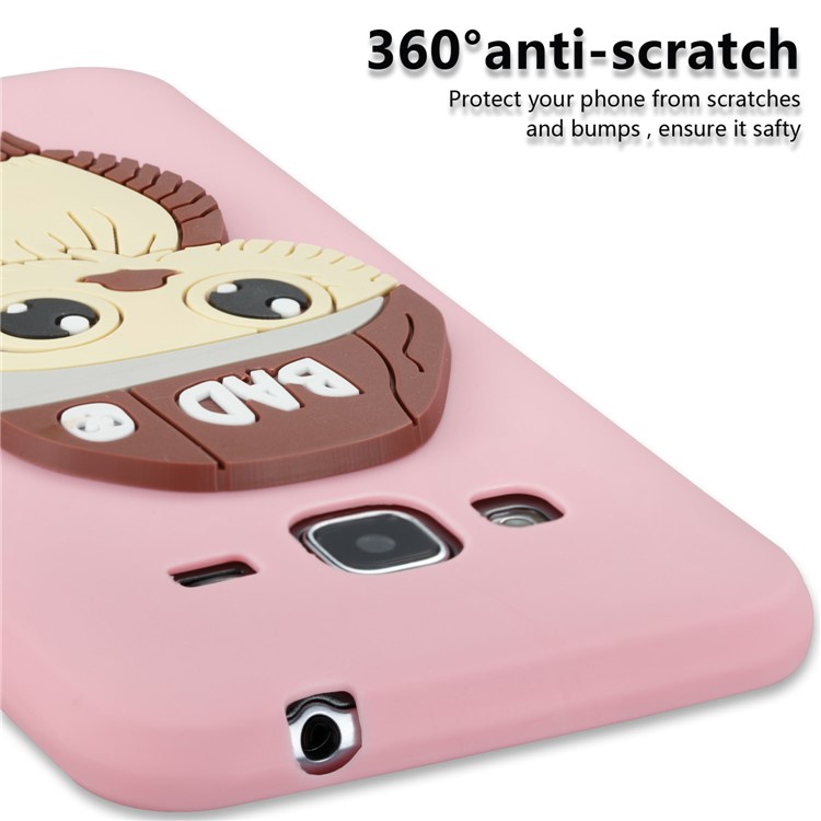 Cute 3D Male Owl TPU Soft Phone Casing for Samsung Galaxy J3 (2016) / J3 - Pink-6