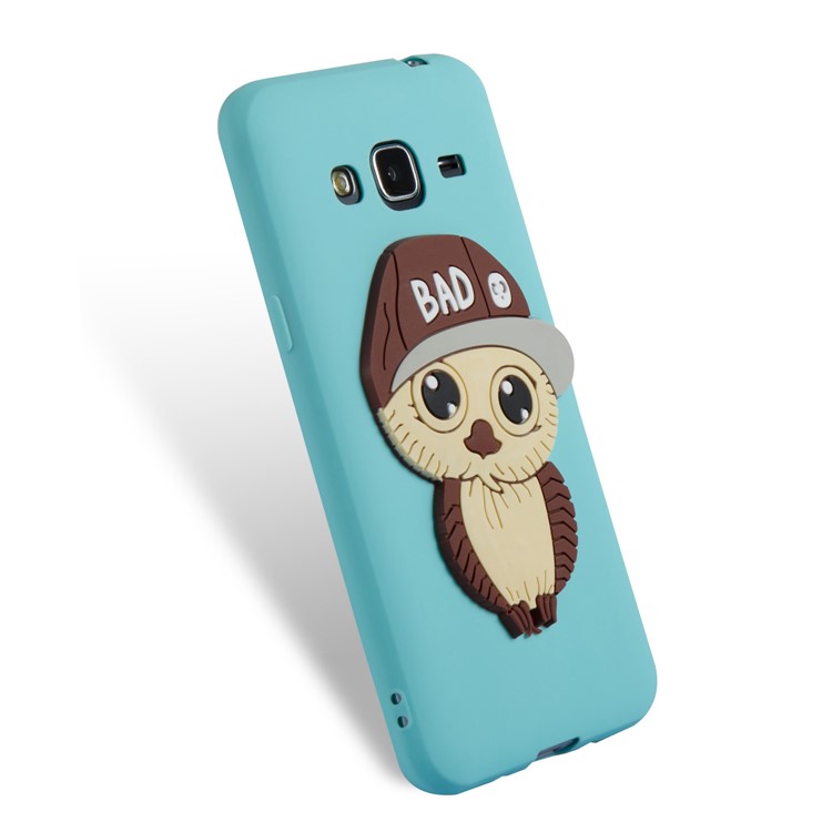 Cute 3D Coruja Masculina TPU Capa De Capa Móvel Macio Para Samsung Galaxy J3 (2016) / J3 - Ciano-3