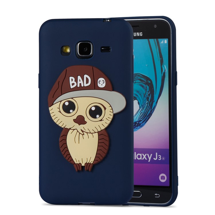 Для Samsung Galaxy J3 (2016) / J3 Милый 3D Мужской Сова ТПУ Мягкий Сотовый Телефон Аксессуар Случае - Темно-синий-4