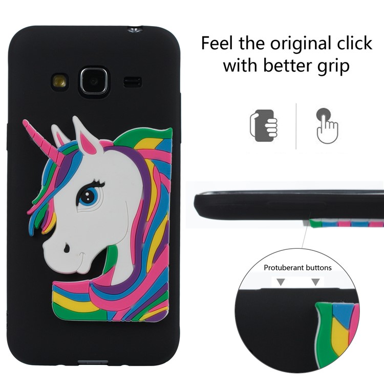 Lovely 3D Unicorn Soft TPU Cover for Samsung Galaxy J3 (2016) / J3 - Black-6