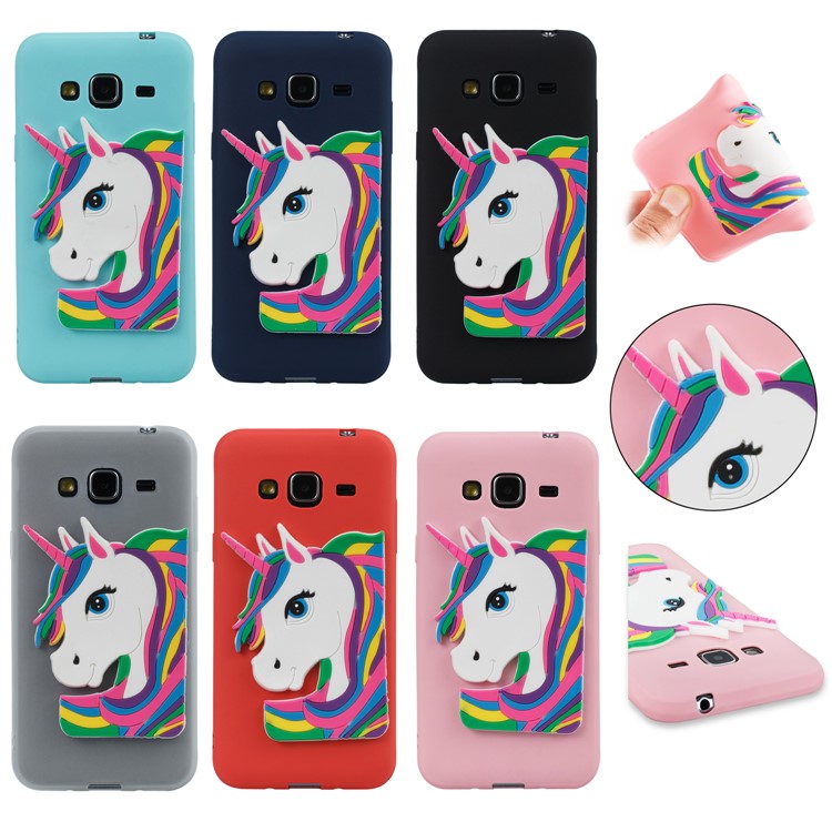 Lovely 3D Unicorn Soft TPU Cover for Samsung Galaxy J3 (2016) / J3 - Black-7