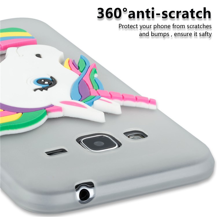 Lovely 3D Unicorn Soft TPU Case for Samsung Galaxy J3 (2016) / J3 - Grey-2