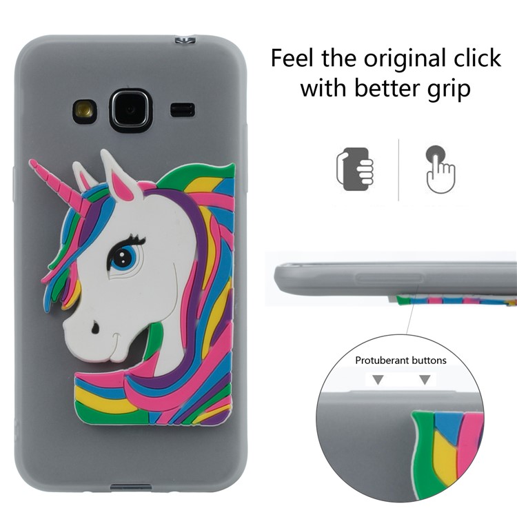 Lovely 3D Unicorn Soft TPU Case for Samsung Galaxy J3 (2016) / J3 - Grey-3