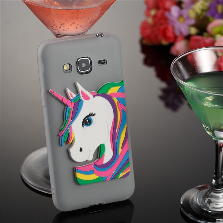 Lovely 3D Unicorn Soft TPU Case for Samsung Galaxy J3 (2016) / J3 - Grey-4