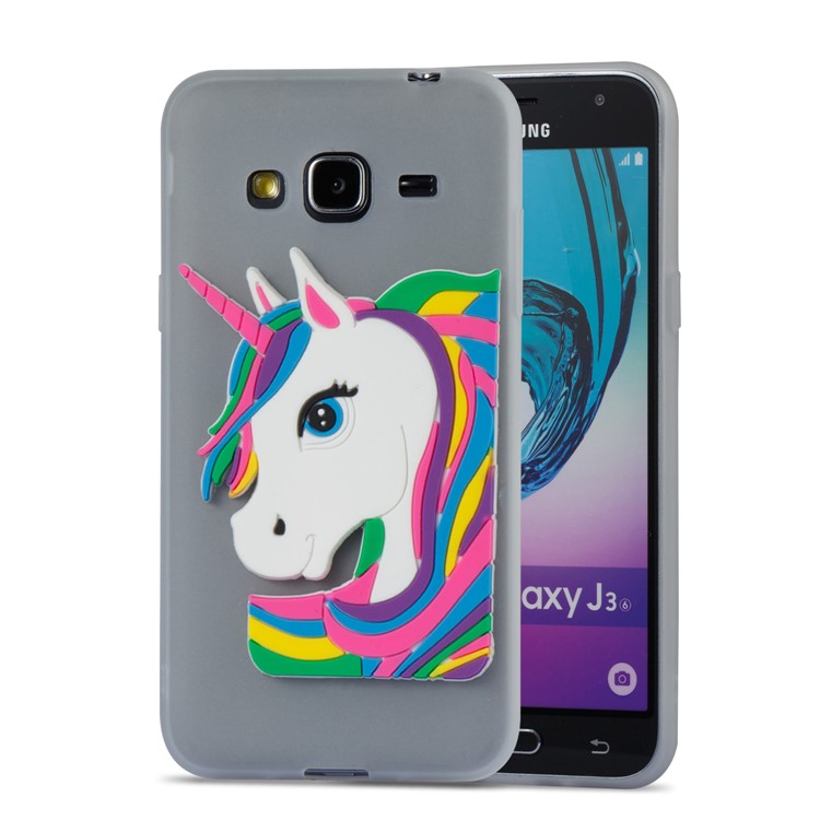 Lovely 3D Unicorn Soft TPU Case for Samsung Galaxy J3 (2016) / J3 - Grey-5