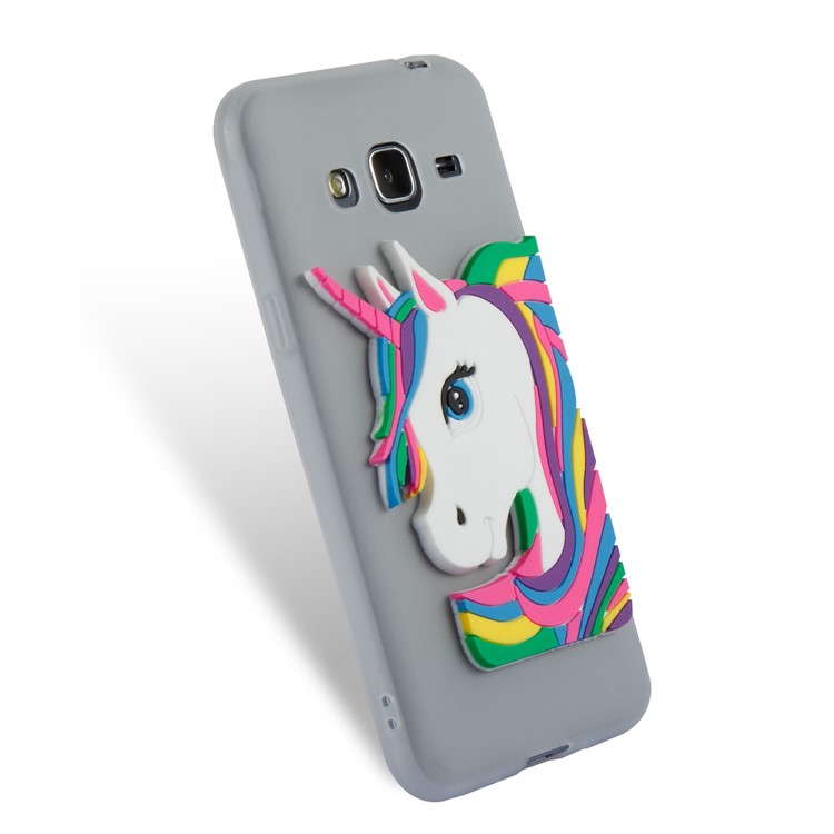 Lovely 3D Unicorn Soft TPU Case for Samsung Galaxy J3 (2016) / J3 - Grey-6