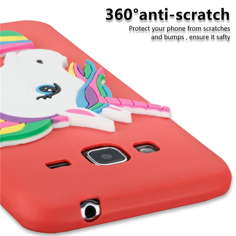 Lovely 3D Unicorn TPU Soft Case Cover for Samsung Galaxy J3 (2016) / J3 - Red-2
