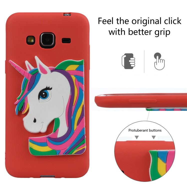 Lovely 3D Unicorn TPU Soft Case Cover for Samsung Galaxy J3 (2016) / J3 - Red-3