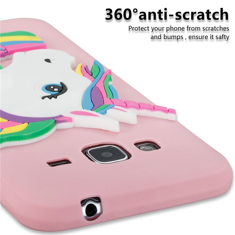 Lovely 3D Unicorn Soft TPU Protection Casing for Samsung Galaxy J3 (2016) / J3 - Pink-2