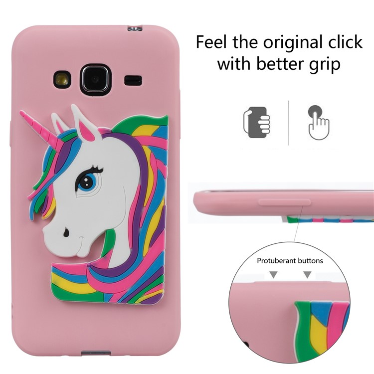 Lovely 3D Unicorn Soft TPU Protection Casing for Samsung Galaxy J3 (2016) / J3 - Pink-3
