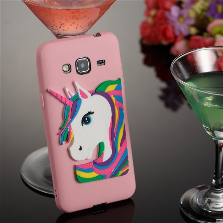 Lovely 3D Unicorn Soft TPU Protection Casing for Samsung Galaxy J3 (2016) / J3 - Pink-4