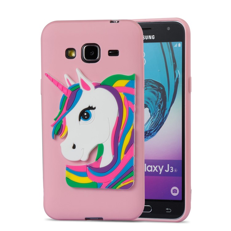 Lovely 3D Unicorn Soft TPU Protection Casing for Samsung Galaxy J3 (2016) / J3 - Pink-5