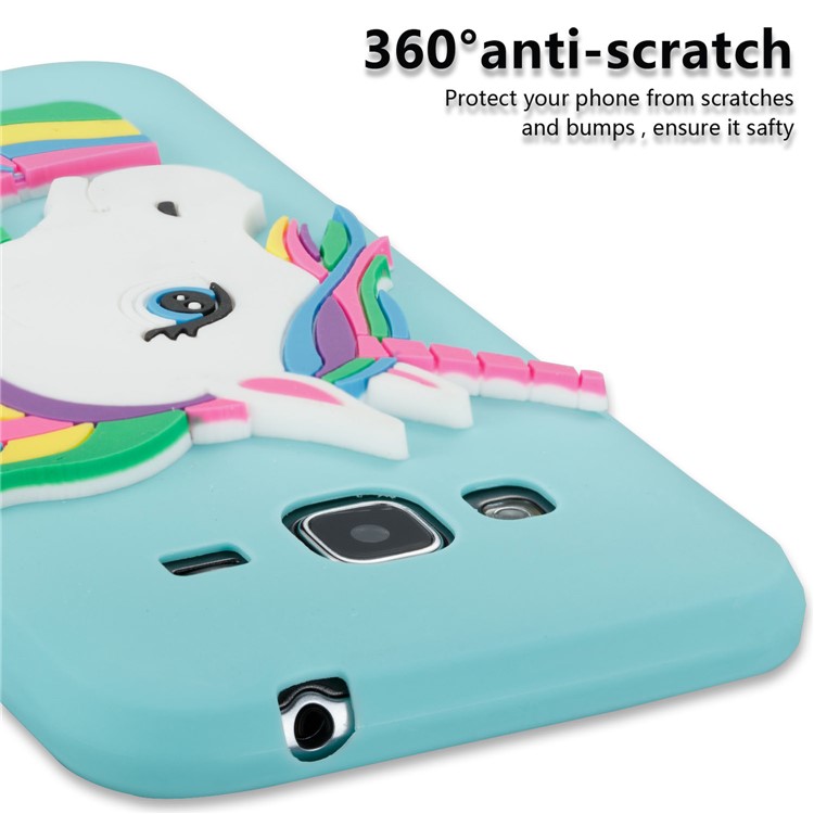 Lovely 3D Unicorn Flexible TPU Back Cover for Samsung Galaxy J3 (2016) / J3 - Baby Blue-2