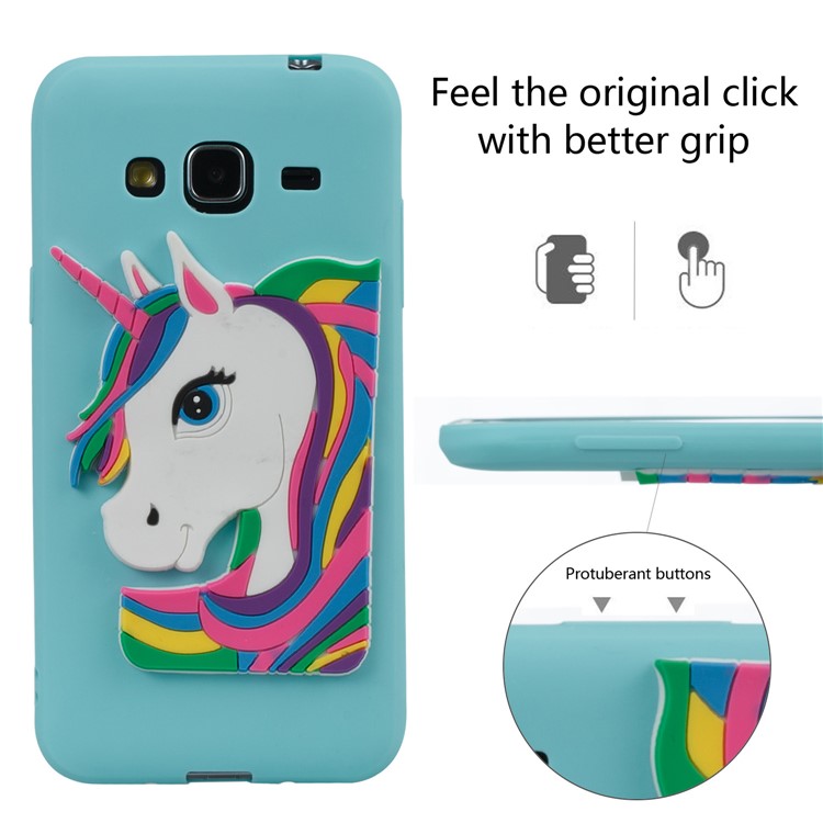 Lovely 3D Unicorn Flexible TPU Back Cover for Samsung Galaxy J3 (2016) / J3 - Baby Blue-3