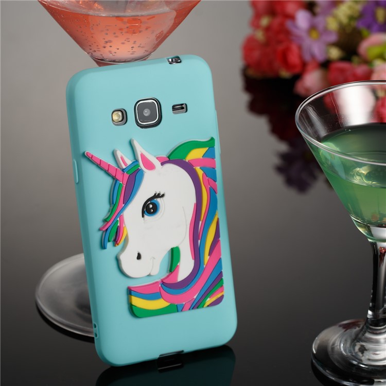 Lovely 3D Unicorn Flexible TPU Back Cover for Samsung Galaxy J3 (2016) / J3 - Baby Blue-4