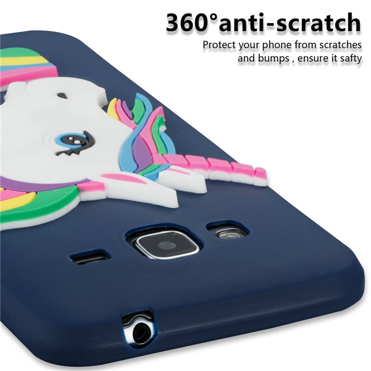 For Samsung Galaxy J3 (2016) / J3 Lovely 3D Unicorn TPU Soft Cover Accessory - Dark Blue-6