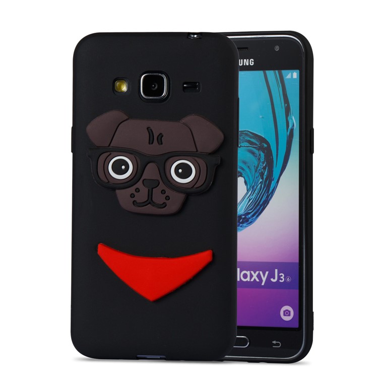Lovely Dog Pattern TPU Phone Case for Samsung Galaxy J3 (2016) / J3 - Black-5