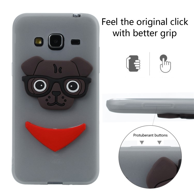 Lovely Dog Pattern TPU Phone Protection Cover for Samsung Galaxy J3 (2016) / J3 - White-3