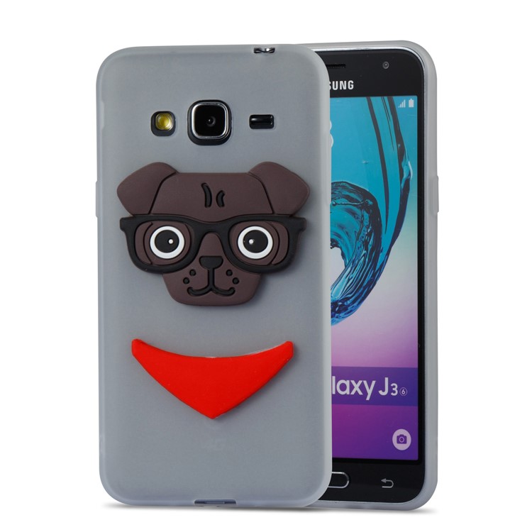 Lovely Dog Pattern TPU Phone Protection Cover for Samsung Galaxy J3 (2016) / J3 - White-5