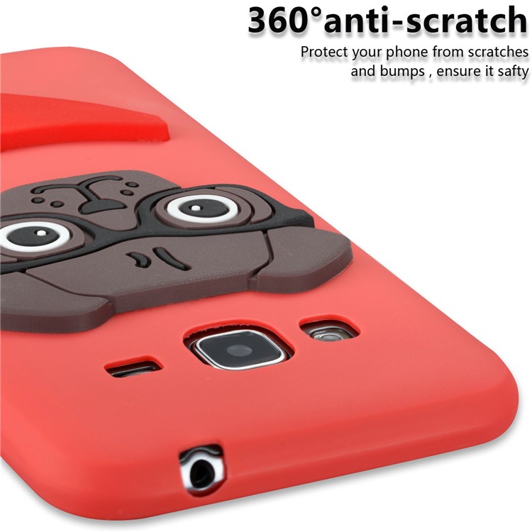 Lovely Dog Pattern TPU Back Phone Case for Samsung Galaxy J3 (2016) / J3 - Red-2
