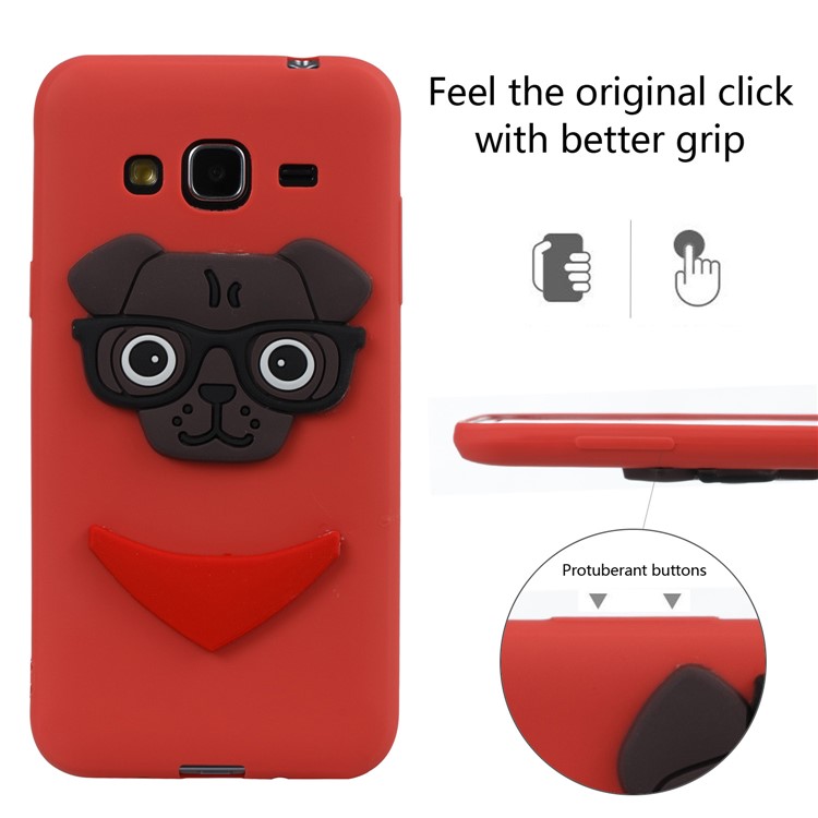 Lovely Dog Pattern TPU Back Phone Case for Samsung Galaxy J3 (2016) / J3 - Red-3