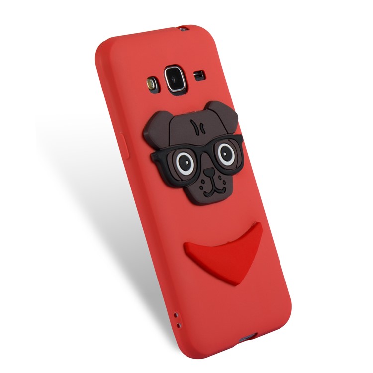 Lovely Dog Pattern TPU Back Phone Case for Samsung Galaxy J3 (2016) / J3 - Red-6