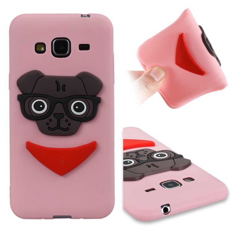 Lovely Dog Pattern TPU Soft Phone Lightweight Shell Case for Samsung Galaxy J3 (2016) / J3 - Pink-1