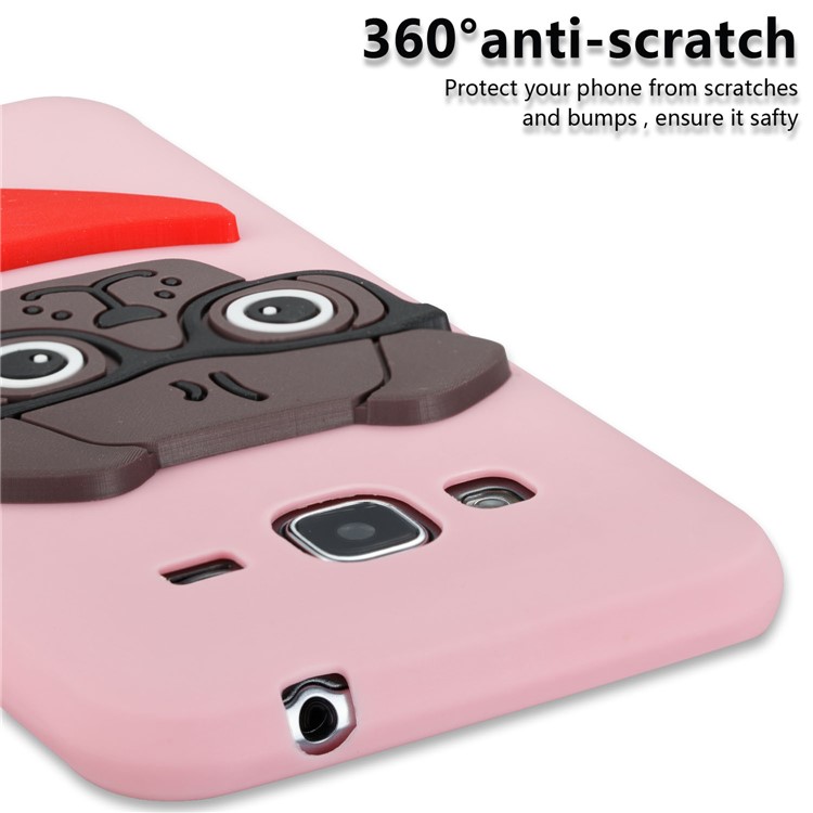 Lovely Dog Pattern TPU Soft Phone Lightweight Shell Case for Samsung Galaxy J3 (2016) / J3 - Pink-2