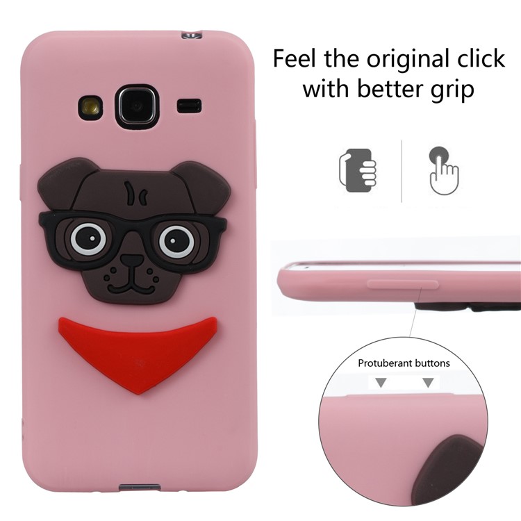 Lovely Dog Pattern TPU Soft Phone Lightweight Shell Case for Samsung Galaxy J3 (2016) / J3 - Pink-3