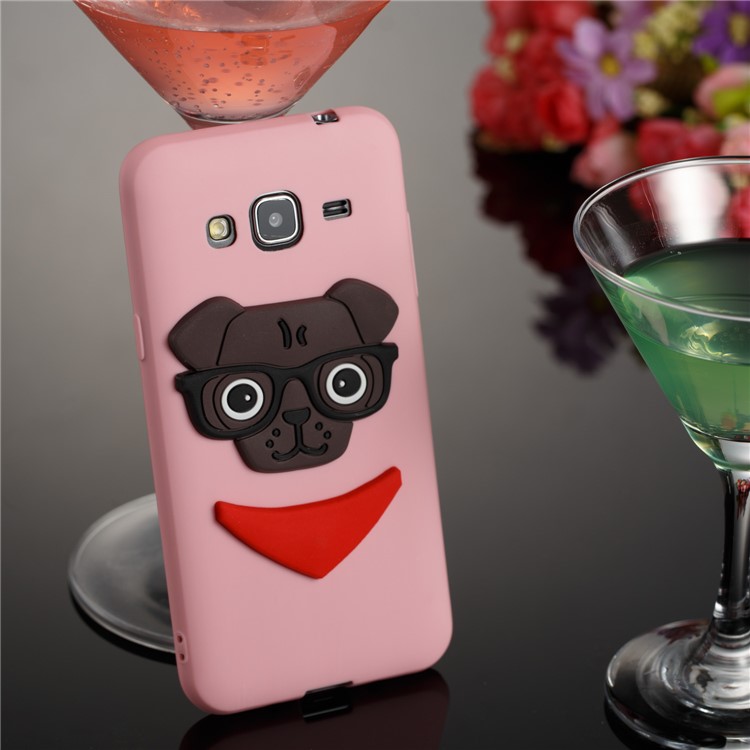 Lovely Dog Pattern TPU Soft Phone Lightweight Shell Case for Samsung Galaxy J3 (2016) / J3 - Pink-4