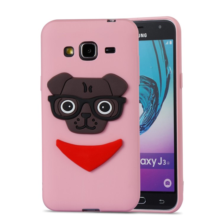 Lovely Dog Pattern TPU Soft Phone Lightweight Shell Case for Samsung Galaxy J3 (2016) / J3 - Pink-5