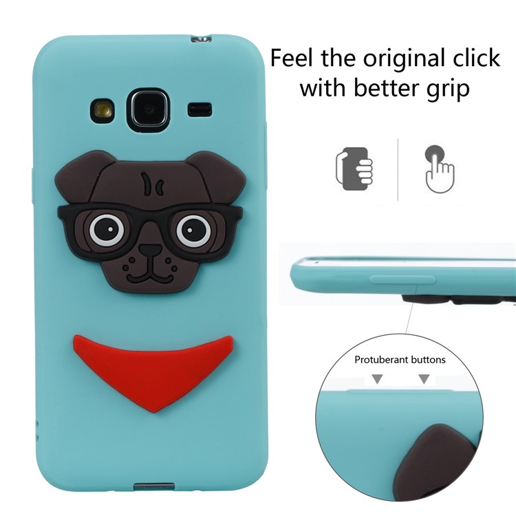For Samsung Galaxy J3 (2016) / J3 Lovely Dog Pattern TPU Flexible Mobile Phone Casing - Baby Blue-2