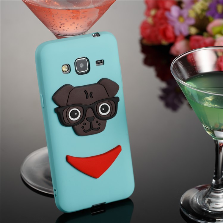 For Samsung Galaxy J3 (2016) / J3 Lovely Dog Pattern TPU Flexible Mobile Phone Casing - Baby Blue-3