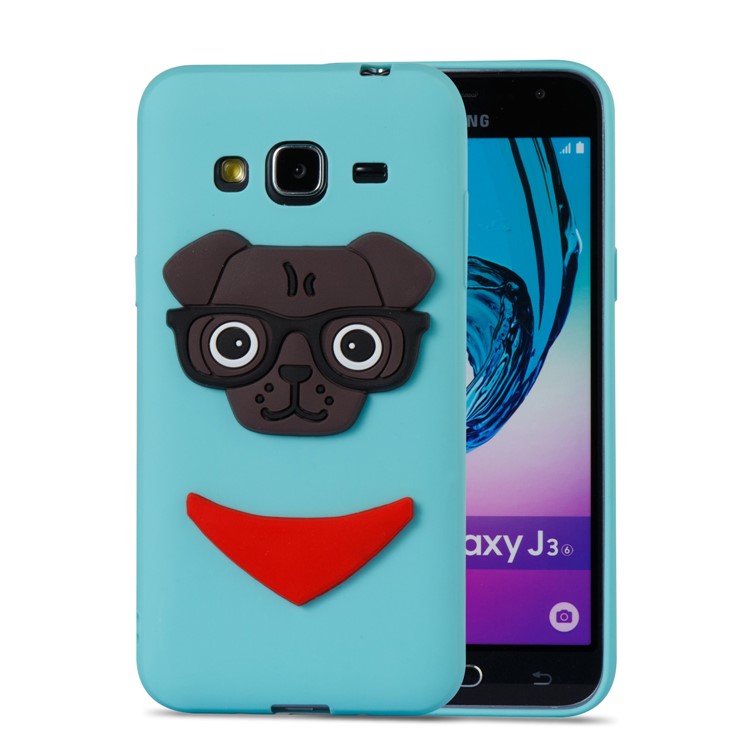For Samsung Galaxy J3 (2016) / J3 Lovely Dog Pattern TPU Flexible Mobile Phone Casing - Baby Blue-4