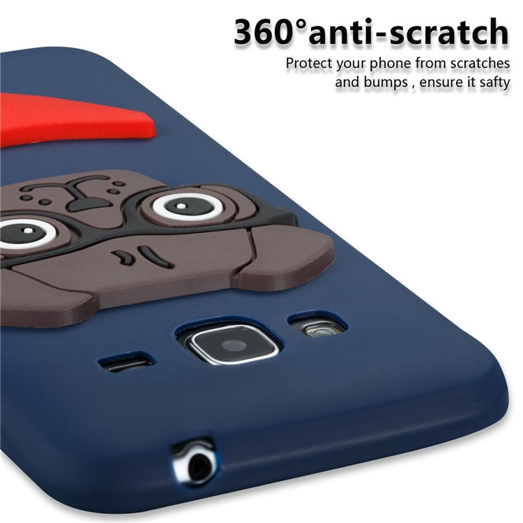For Samsung Galaxy J3 (2016) / J3 Lovely Dog Pattern Soft TPU Back Accessory Case - Dark Blue-2