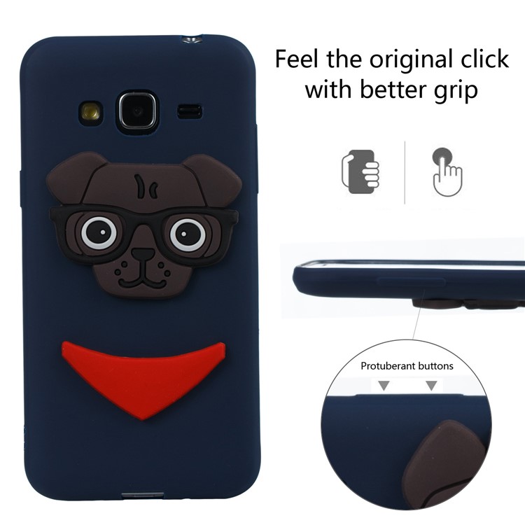For Samsung Galaxy J3 (2016) / J3 Lovely Dog Pattern Soft TPU Back Accessory Case - Dark Blue-3