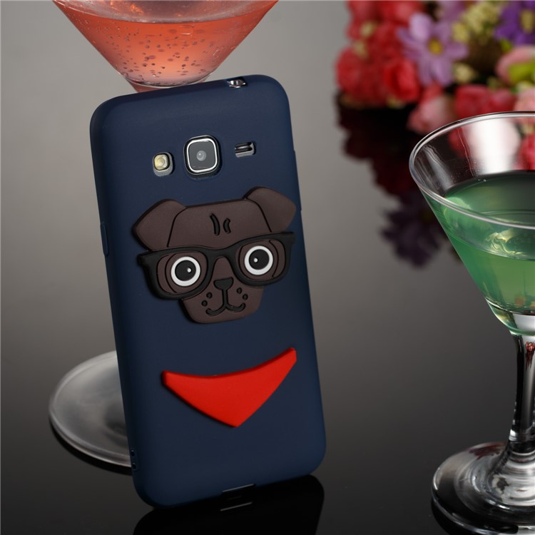 For Samsung Galaxy J3 (2016) / J3 Lovely Dog Pattern Soft TPU Back Accessory Case - Dark Blue-4