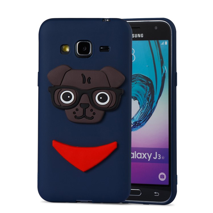 For Samsung Galaxy J3 (2016) / J3 Lovely Dog Pattern Soft TPU Back Accessory Case - Dark Blue-5