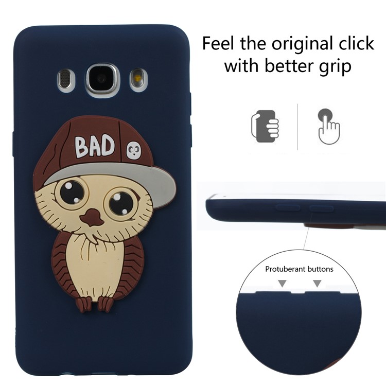 For Samsung Galaxy J5 (2016) SM-J510 Cute Male Owl Pattern Flexible TPU Mobile Case - Dark Blue-1