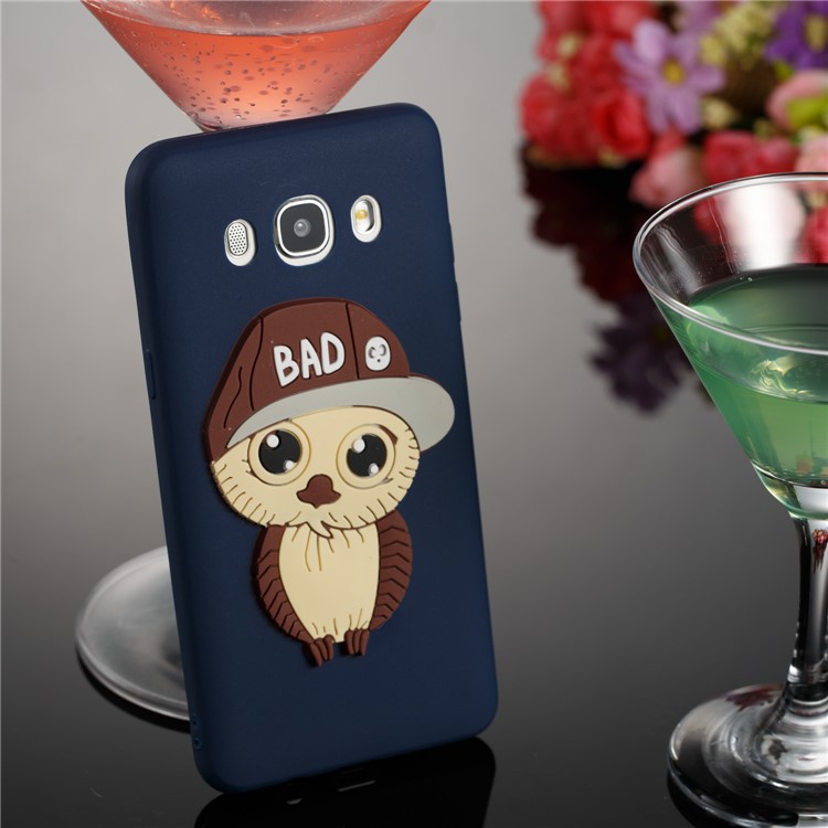 For Samsung Galaxy J5 (2016) SM-J510 Cute Male Owl Pattern Flexible TPU Mobile Case - Dark Blue-2