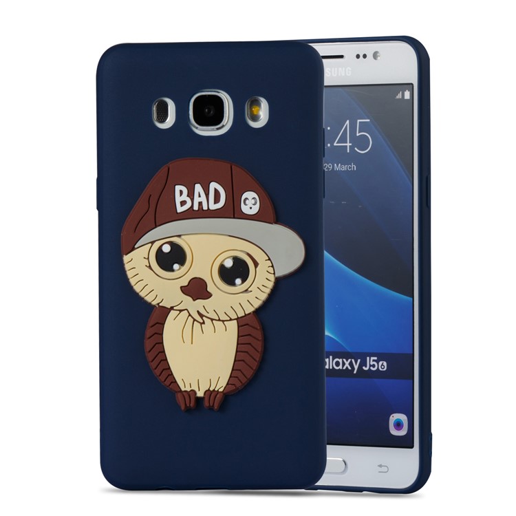For Samsung Galaxy J5 (2016) SM-J510 Cute Male Owl Pattern Flexible TPU Mobile Case - Dark Blue-3