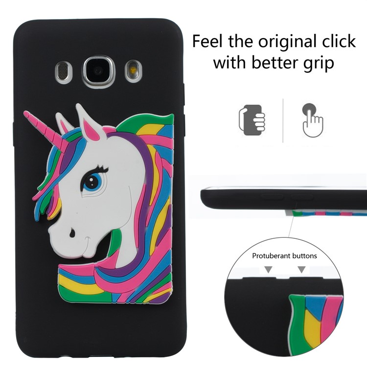 Lovely 3D Unicorn Pattern Soft TPU Mobile Casing for Samsung Galaxy J5 (2016) J510 - Black-3