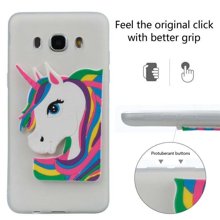 Lovely 3D Unicorn Pattern Soft TPU Cover Accessory for Samsung Galaxy J5 (2016) J510 - White-3