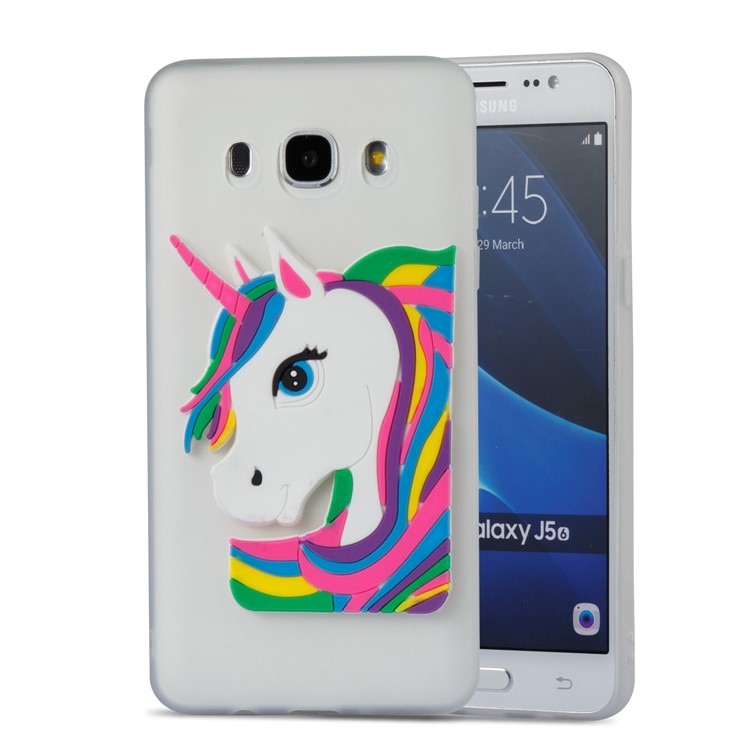 Lovely 3D Unicorn Pattern Soft TPU Cover Accessory for Samsung Galaxy J5 (2016) J510 - White-5