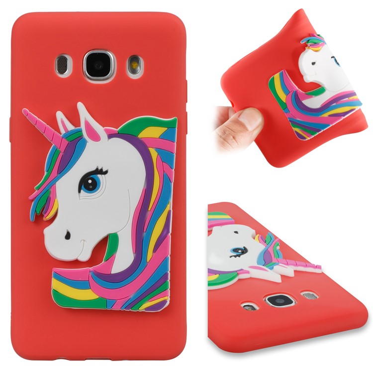 Lovely 3D Unicorn Pattern Soft TPU Phone Cover for Samsung Galaxy J5 (2016) J510 - Red-1